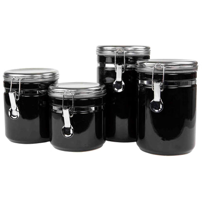 4 Piece  Canister Set with Stainless Steel Tops