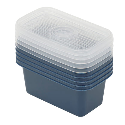 10 Piece Rectangular Plastic Meal Prep Set, (12.8 oz), Blue