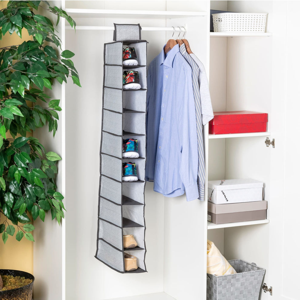 Homes Basics Herringbone 10 Shelf Non-woven Hanging Closet Organizer ...