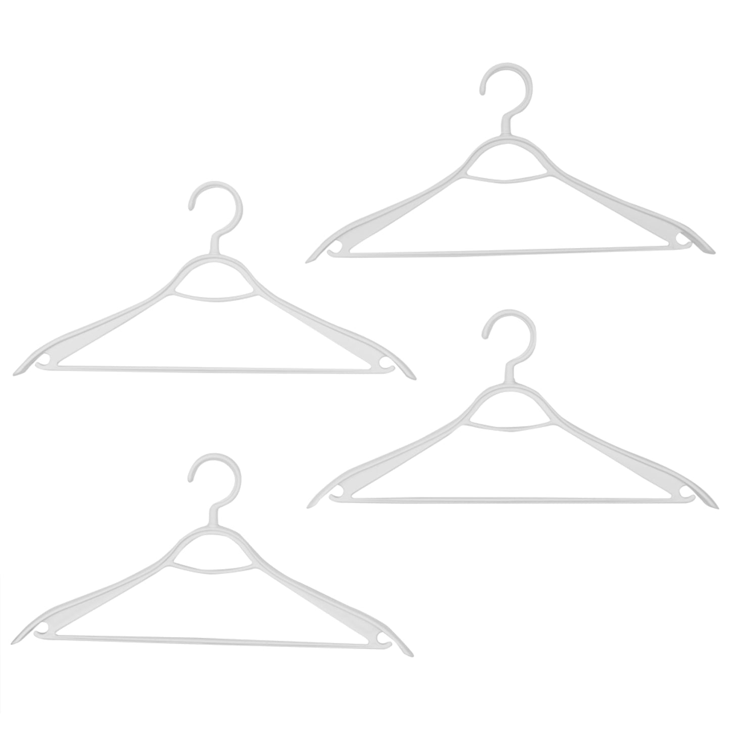 Plastic Hangers, (Pack of 4), Timber White