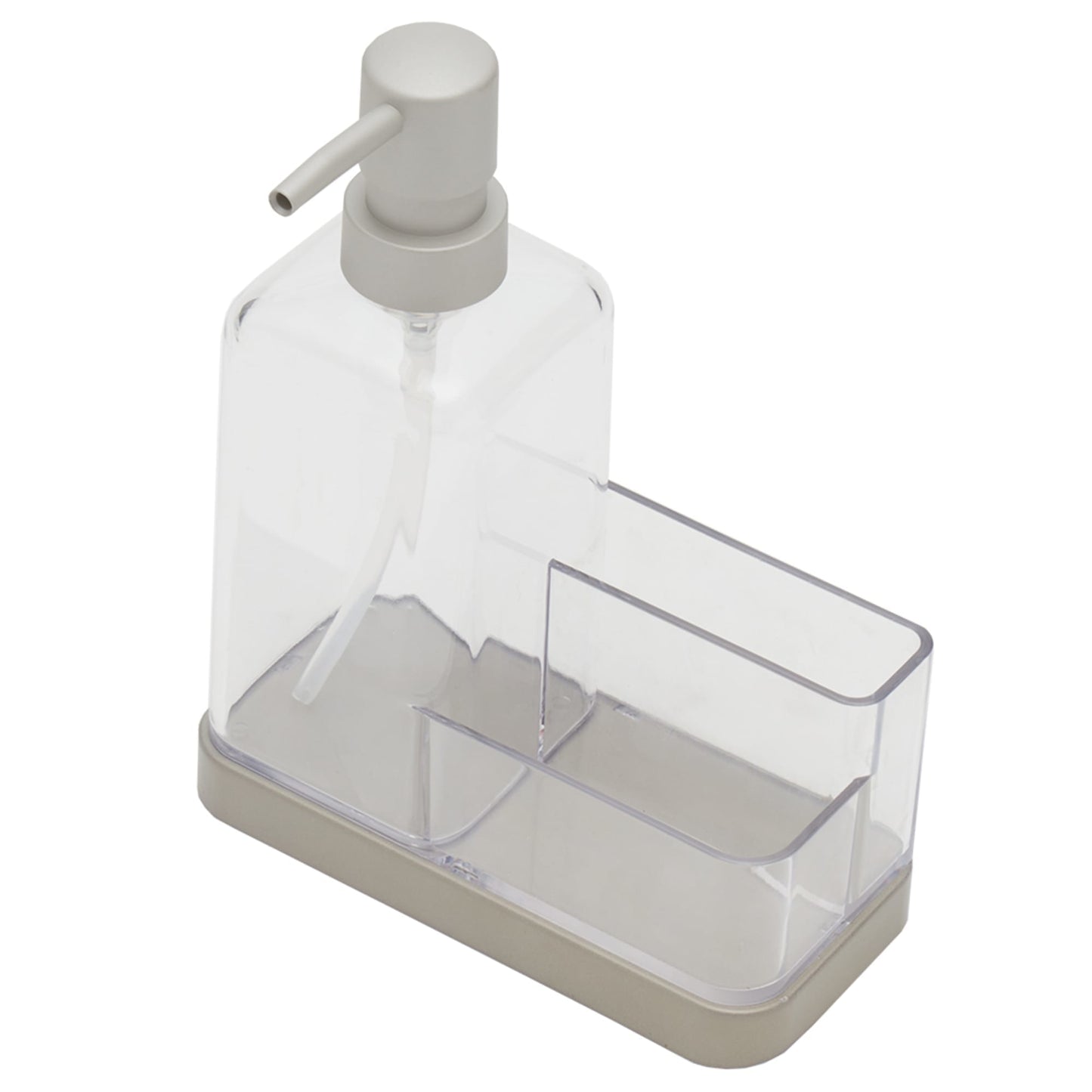 13.5 oz. Plastic Soap Dispenser with Sponge Compartment, Satin Nickel