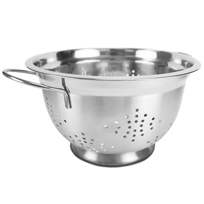 5 QT Deep Colander with High Stability Base and Open Handles, Silver