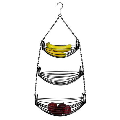 3-Tier Black Oval Hanging Basket