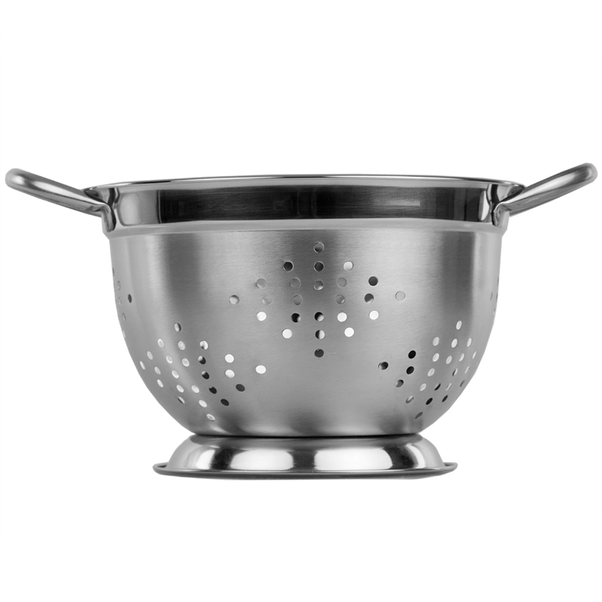 3 QT Deep Colander with High Stability Base and Open Handles, Silver ...