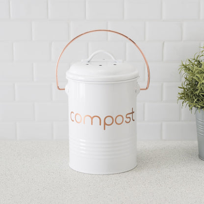 Grove Compact Countertop Compost Bin, White