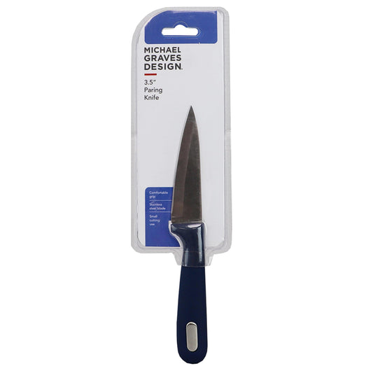 Michael Graves Design Comfortable Grip 3.5 inch Stainless Steel Paring Knife, Indigo