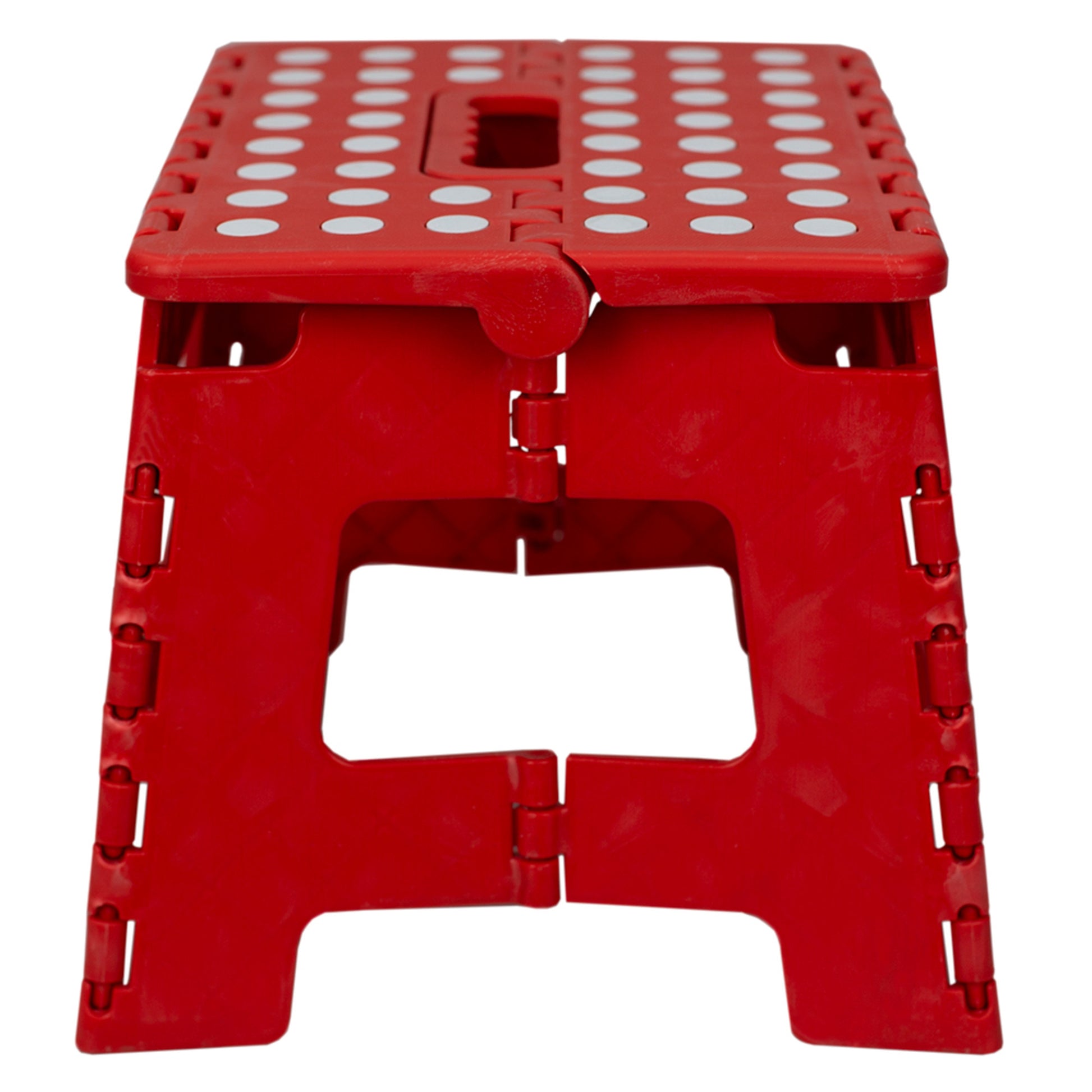 Home Basics Small  Plastic Folding Stool with Non-Slip Dots, Red - Red