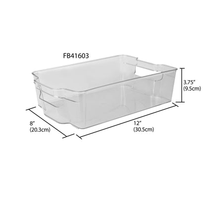 Stackable Large Plastic Fridge Pantry and Closet Organization Bin with Handles