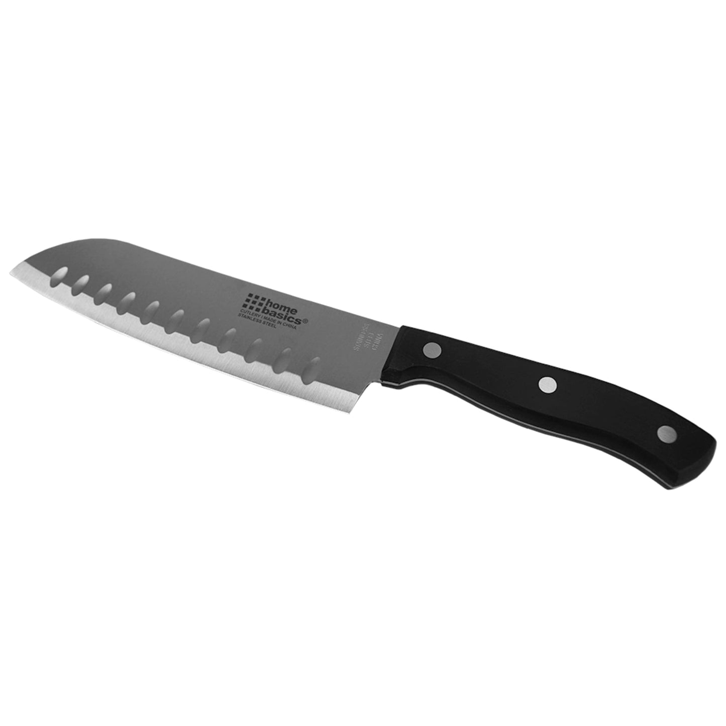 5" Stainless Steel Santoku Knife with Contoured Bakelite Handle, Black