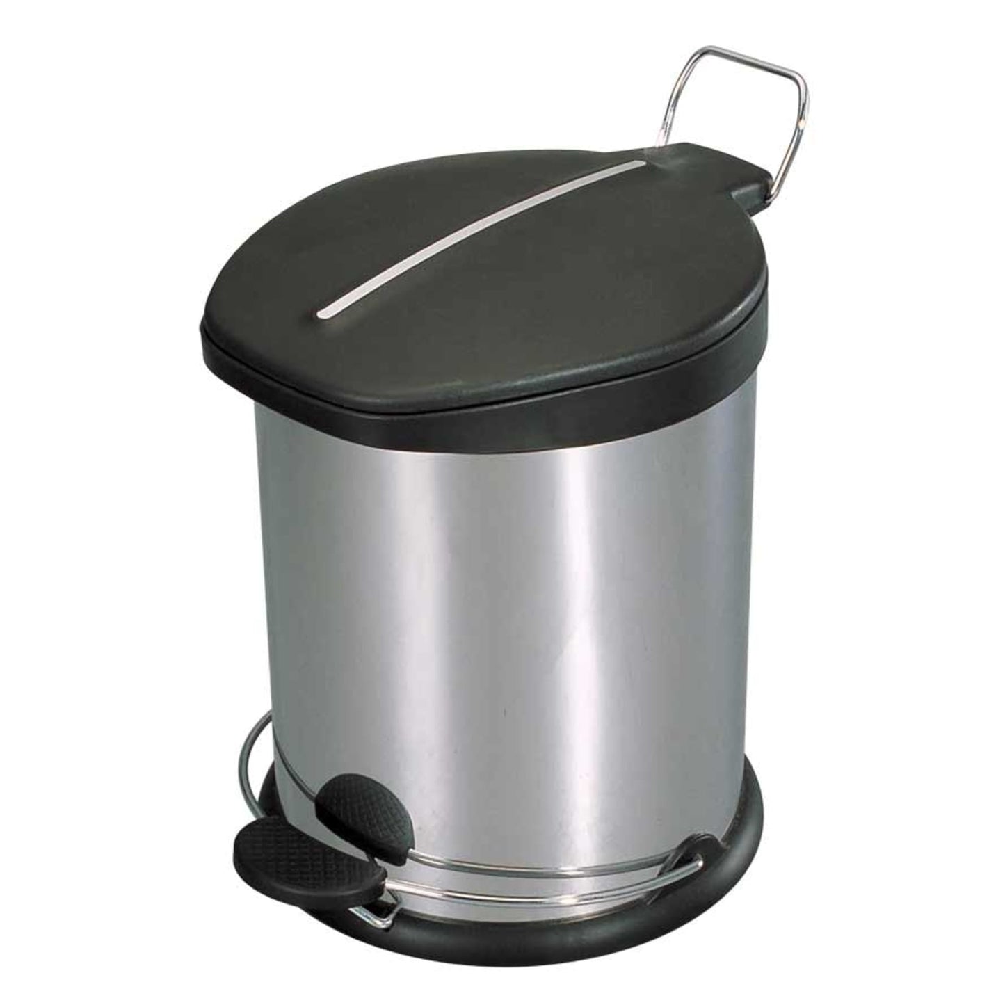 20 Liter Brushed Stainless Steel  with Plastic Top Waste Bin, Silver