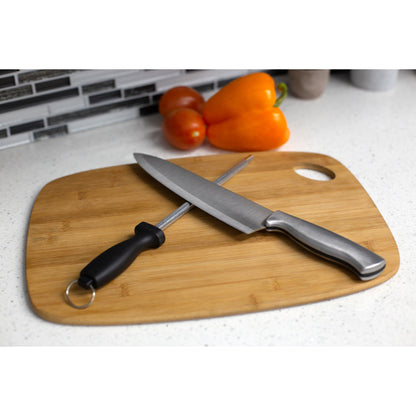 Stainless Steel Knife Set with Knife Blade Sharpener, Grey