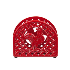 Cast Iron Rooster Napkin Holder, Red