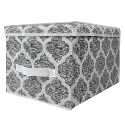 Arabesque Large Non-Woven  Storage Box with Label Window, Grey