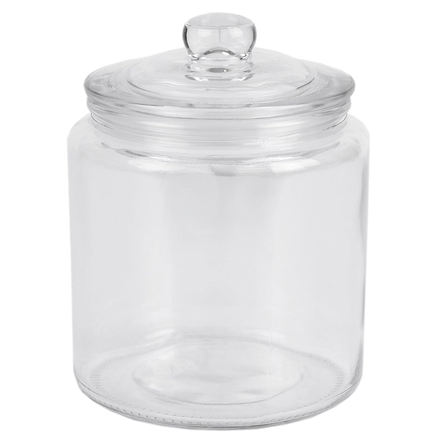Renaissance Collection Small 1 Lt Glass Jar with Easy Grab Knob Handles, Clear