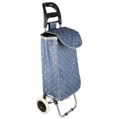 Home Basics Polka Dot Multi-Purpose Rolling Cart With Built-In Chair, Blue - Blue