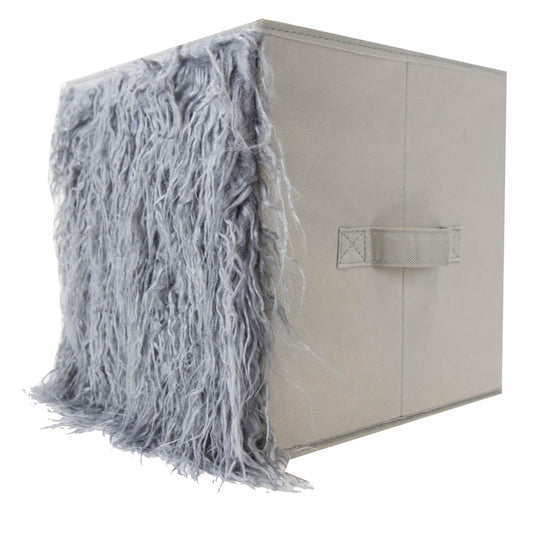 Collapsible Faux Fur Non-woven Bin, Grey