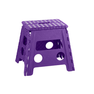 Home Basics Large Plastic Folding Stool with Non-Slip Dots, Purple - Purple