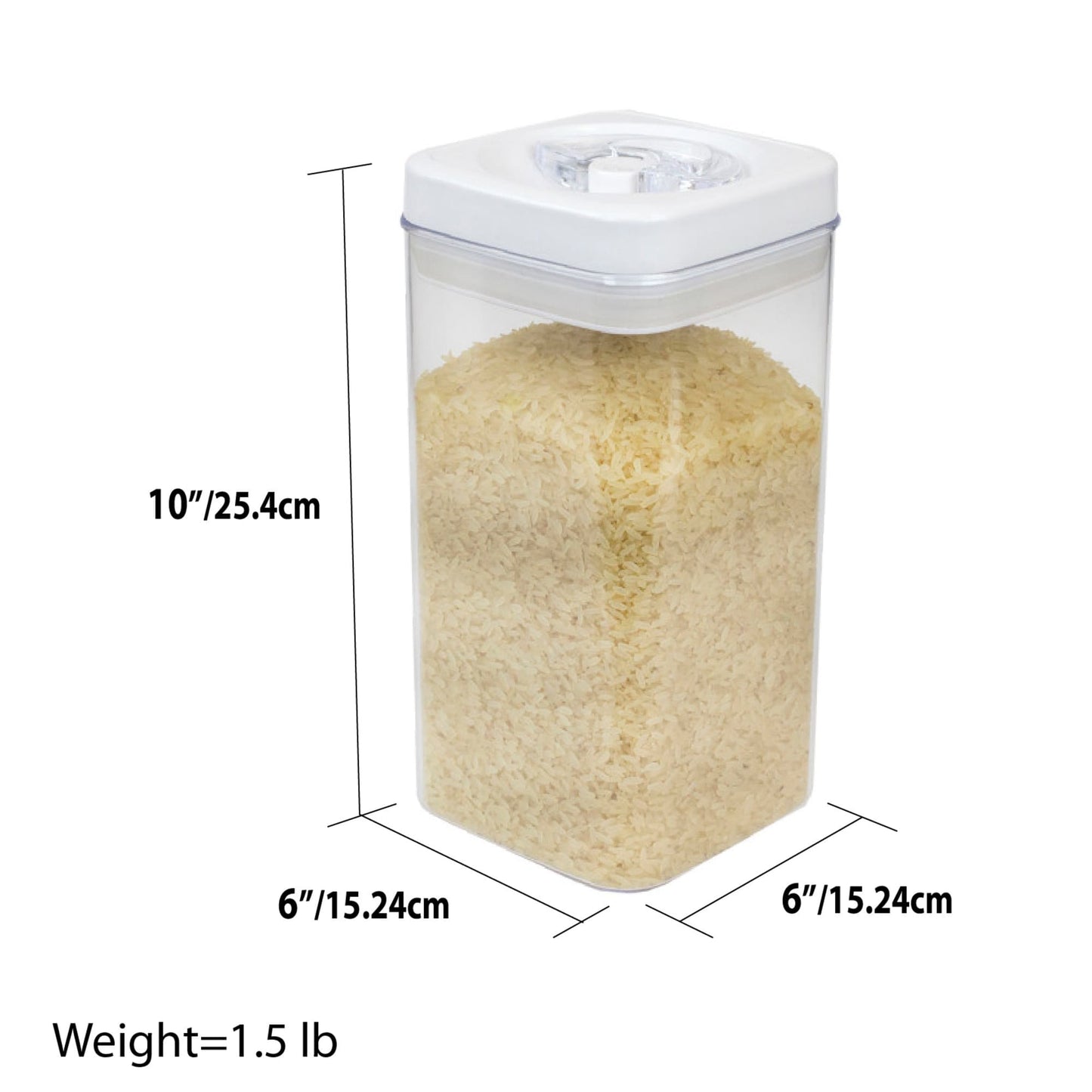 2.3 Liter Twist 'N Lock Air-Tight Square Plastic Canister, White