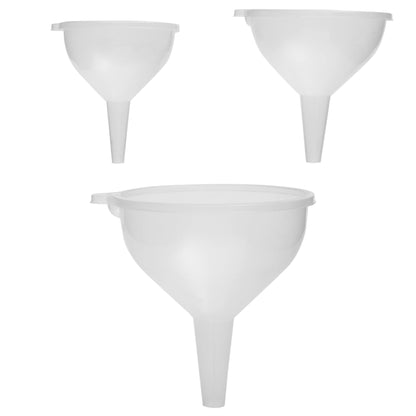 3 Piece Plastic Funnel Set, White
