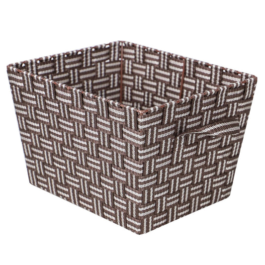 Stripe Woven Strap Medium Storage Bin, Brown