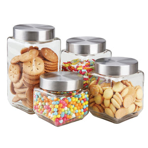 4 Piece Canister Set with Stainless Steel Lids