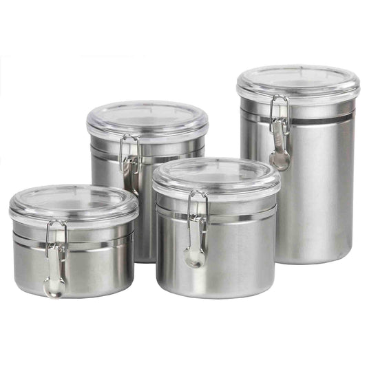 4 Piece Stainless Steel Canister Set