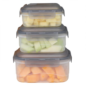 Locking Rectangle Food Storage Containers with Grey Steam Vented Lids, (Set of 6)