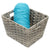 Medium Faux Rattan Basket with Cut-out Handles, Grey