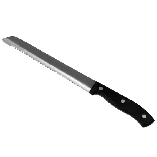 8" Stainless Steel Bread Knife with Contoured Bakelite Handle, Black