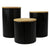 Wave 3 Piece Ceramic Canister Set With Bamboo Tops, Black