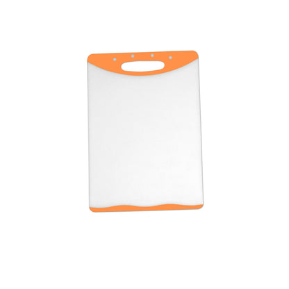 Home Basics 12” x 18" Dual Sided Plastic Cutting Board with Rubberized Non-Slip Edges, Orange - Orange