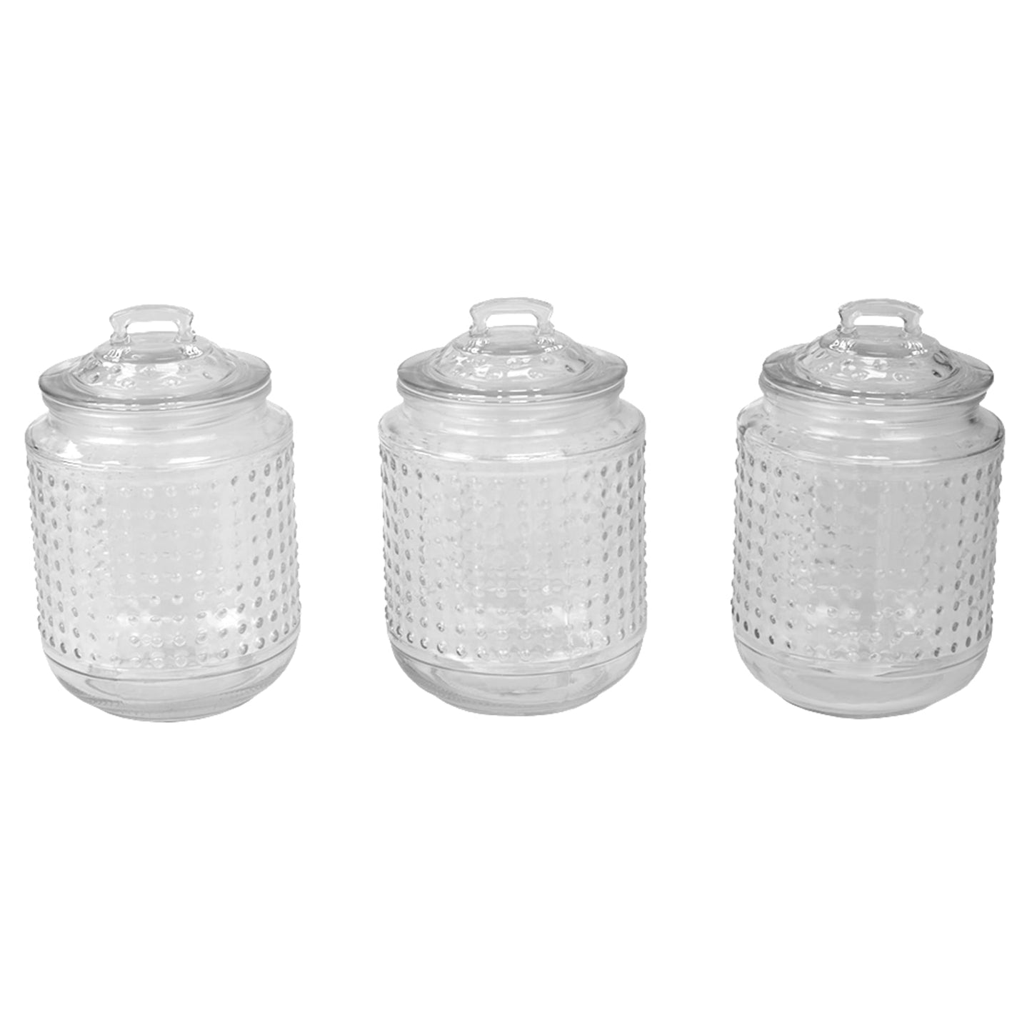 Dott 40.5 oz. Glass Canister, (Set of 3), Clear