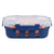 Michael Graves Design Rectangle Large 35 Ounce High Borosilicate Glass Food Storage Container with Plastic Lid, Indigo