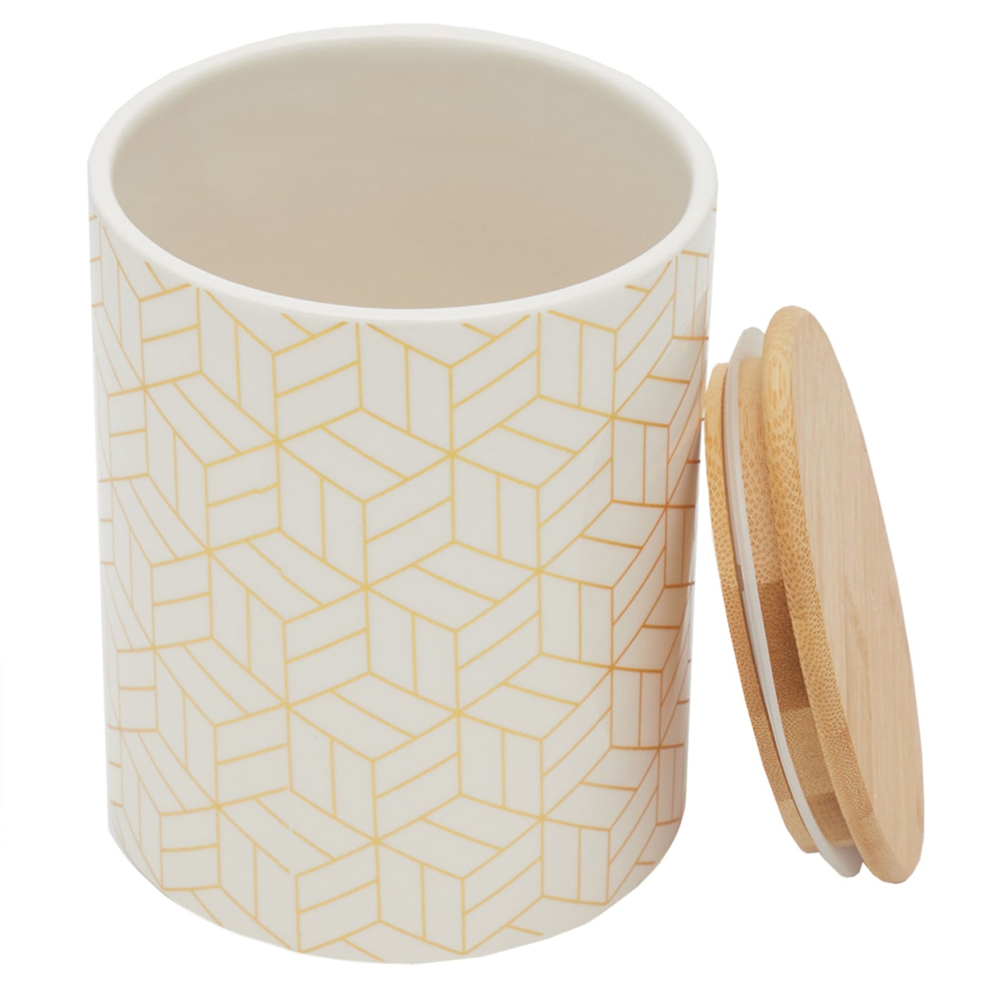 Cubix Large Ceramic Canister with Bamboo Top