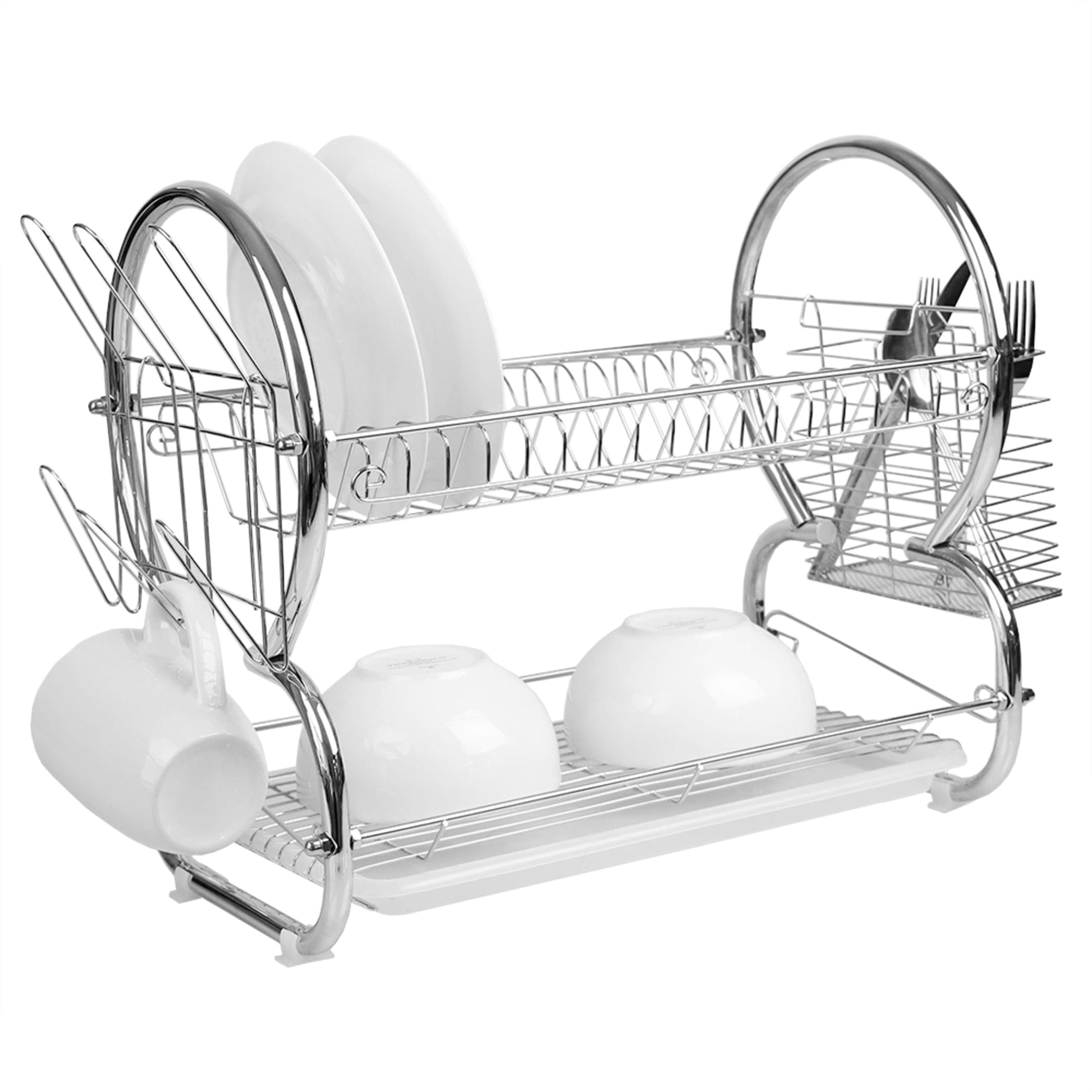 Over The Sink Dish Drying Rack Stainless Steel 2 Tier Durable Dish Drainer  Black