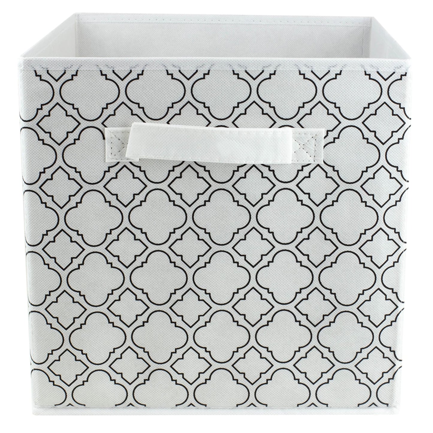 Quatrefoil Collapsible Non-Woven Storage Cube, White