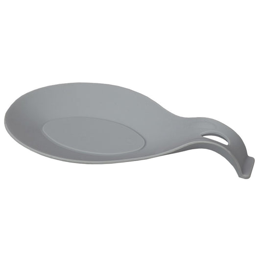 Home Basics Food Grade Flexible Silicone Oversized Almond Shaped Spoon Rest, Grey - Grey