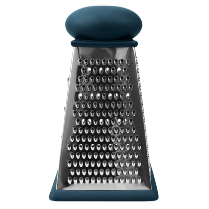 Michael Graves Design Comfortable Grip Non-Skid  Pyramid Shaped Stainless Steel Box Cheese Grater with Handle,  Indigo