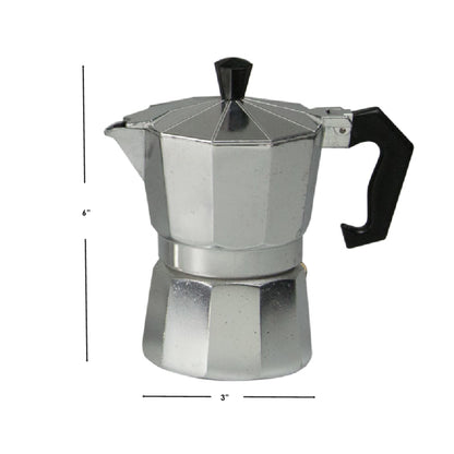 3 Cup Demitasse  Shot Aluminum Stovetop Espresso Maker, Grey