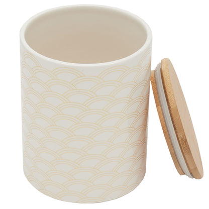 Scallop Medium Ceramic Canister with Bamboo Top