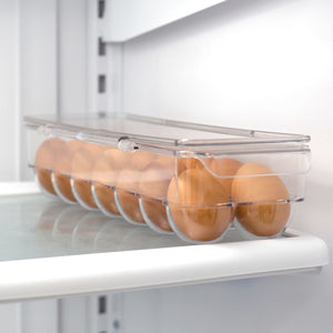 Michael Graves Design Stackable 14 Compartment Plastic Egg Container with Lid, Clear