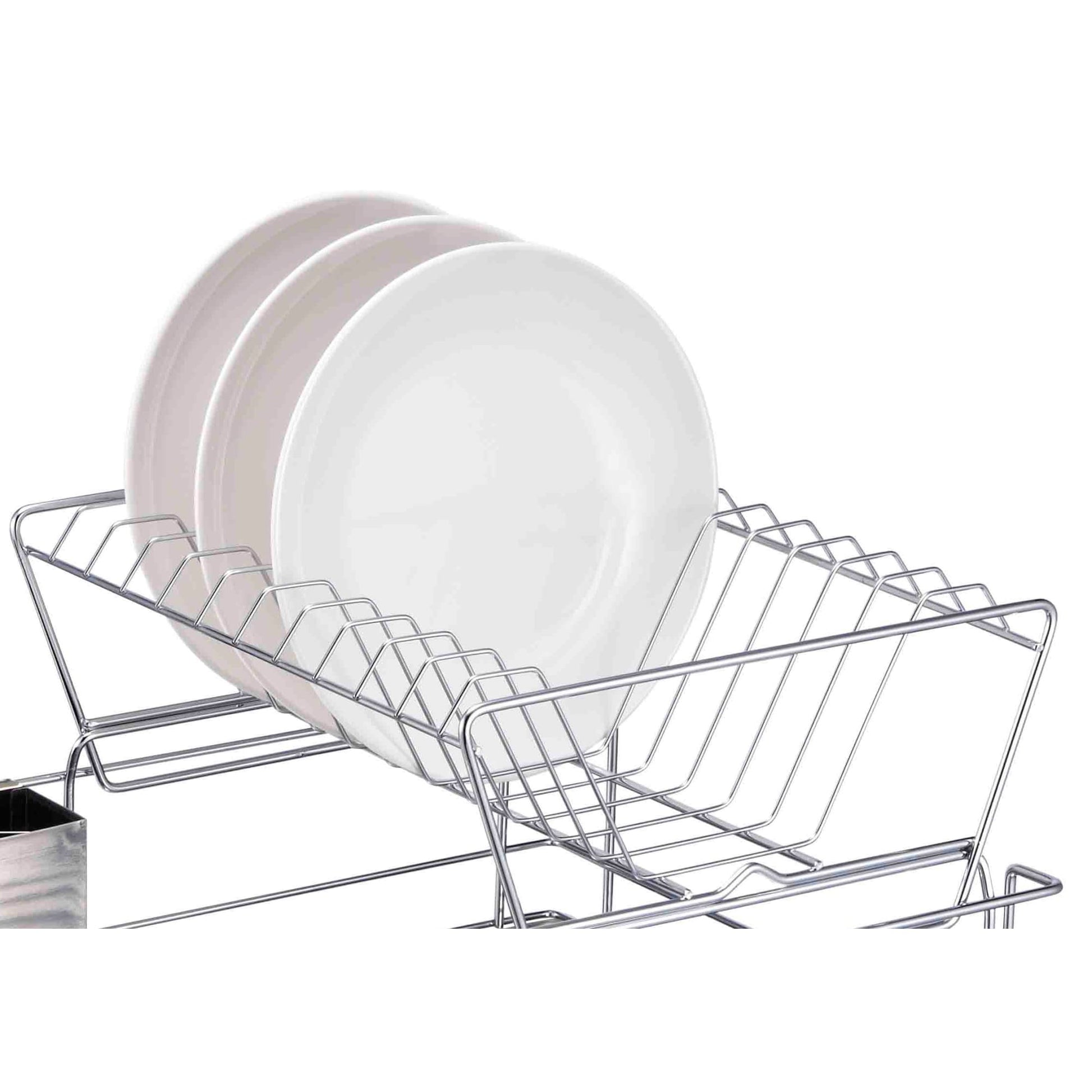 Home Basics 2-Tier Plastic Dish Drainer, Red, 22x11x13.5 Inches