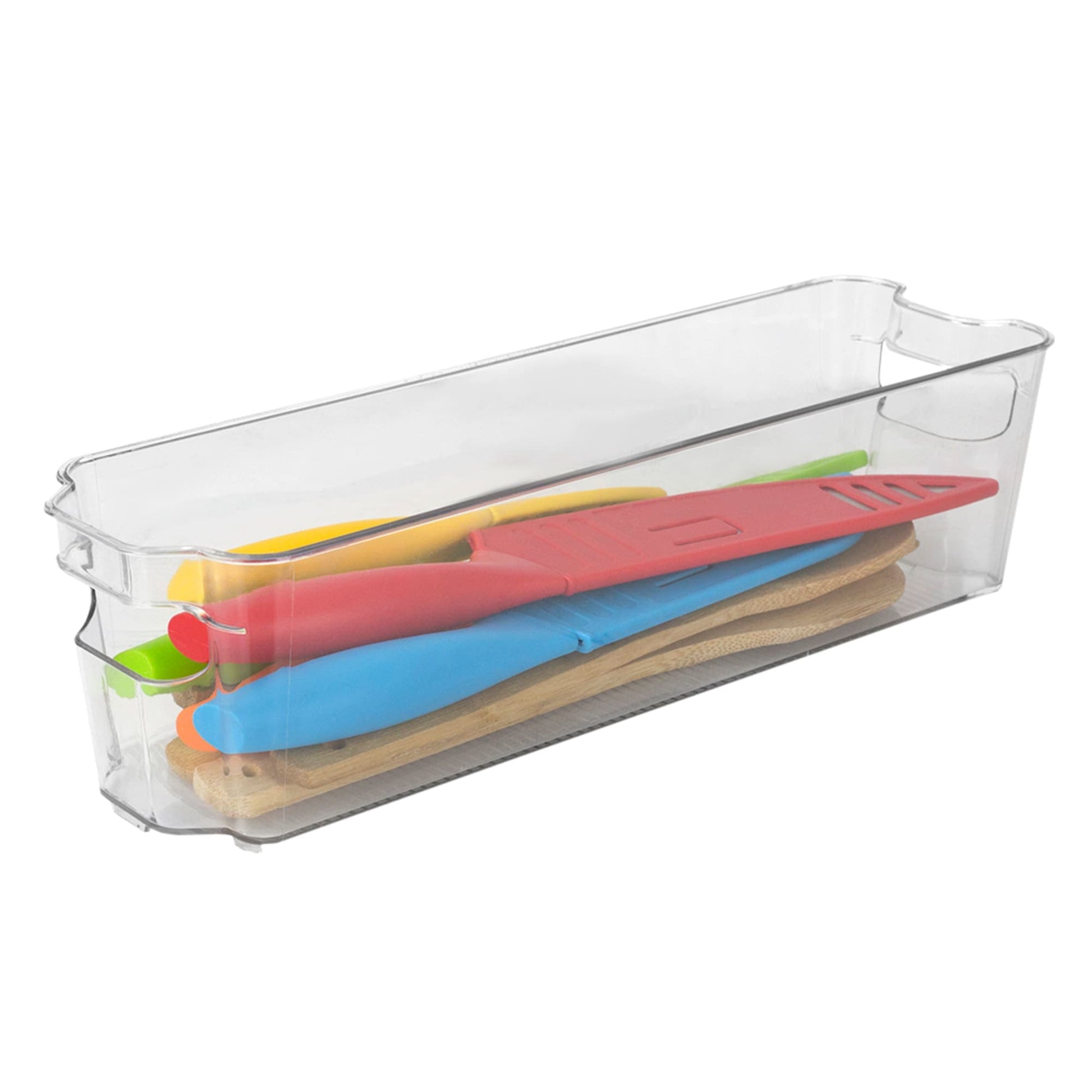 Home Basics 3 Compartment Plastic Fridge Bin, Clear