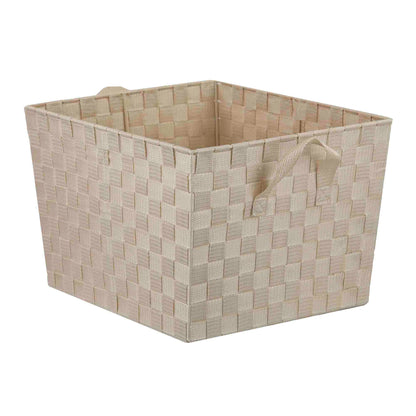 X-Large Polyester Woven Strap Open Bin, Ivory