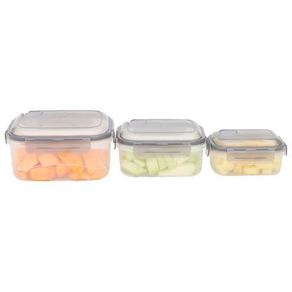 Locking Rectangle Food Storage Containers with Grey Steam Vented Lids, (Set of 6)