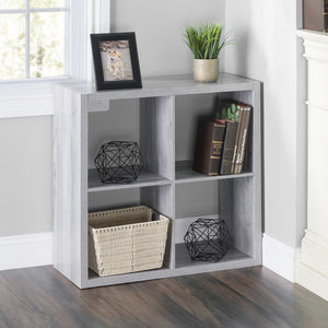 4 Open Cube Organizing Wood Storage Shelf, Grey