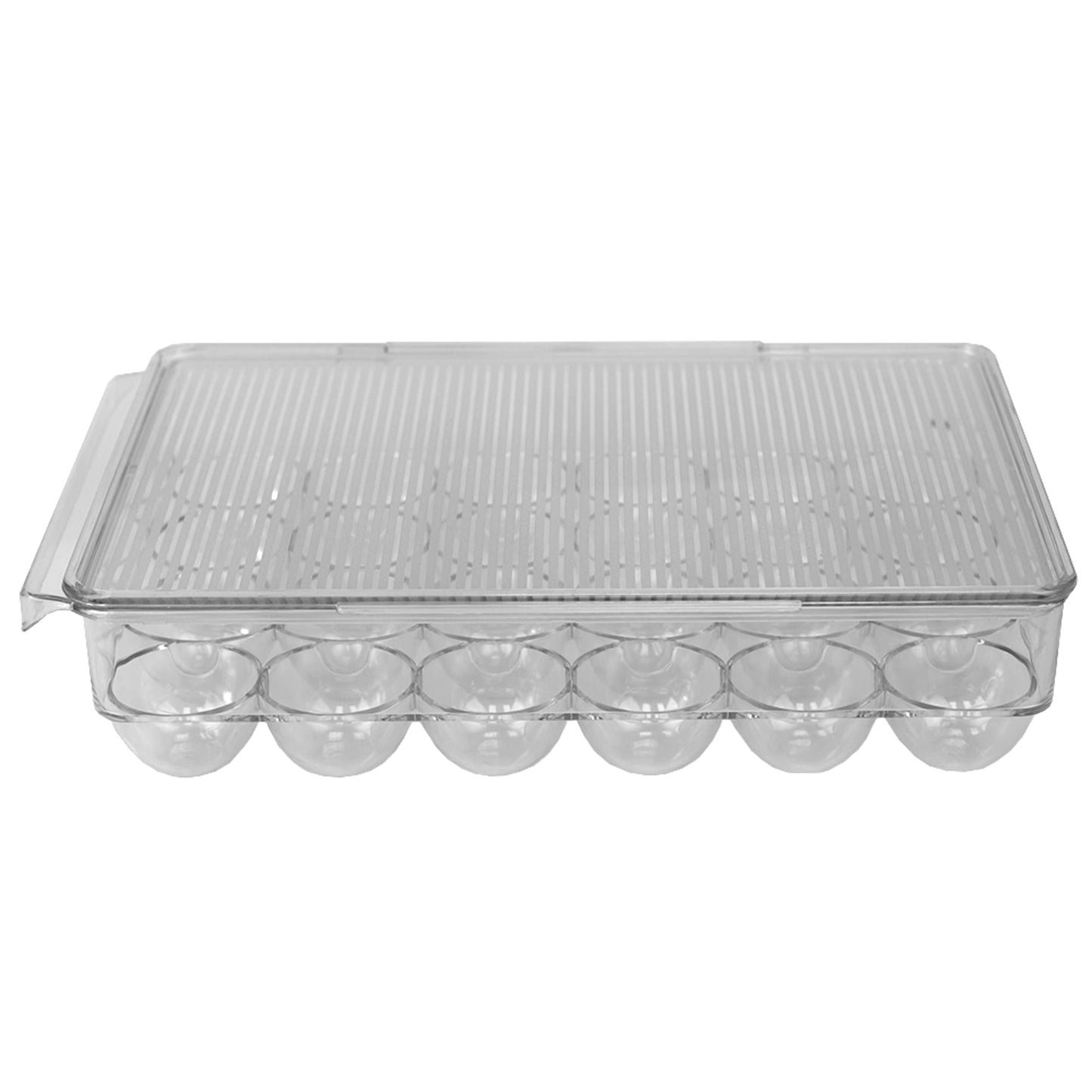 Stackable 24 Compartment BPA Free Plastic  Extra Large Egg Holder Storage Tray with Lid, Clear