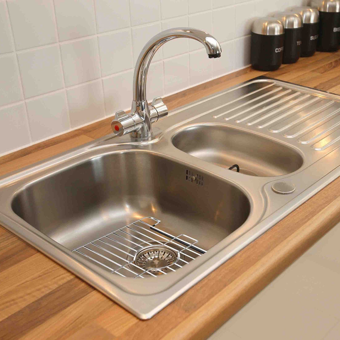 Small Rubber Coated Chrome Plated Steel Sink Protector
