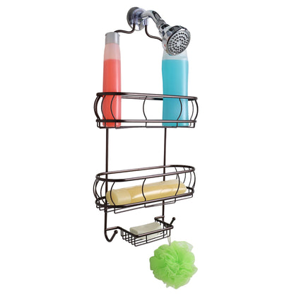 3 Tier Hanging Shower Caddy Over Shower Head w/ Hooks & Soap Baskets  Bathroom