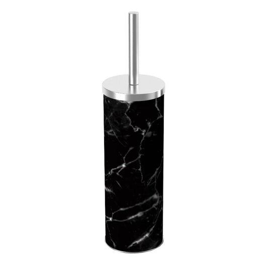 Hide-Away Faux Marble Toilet Brush Set, Black